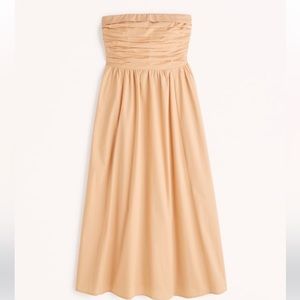 Abercrombie &Fitch Poplin strapless midi dress